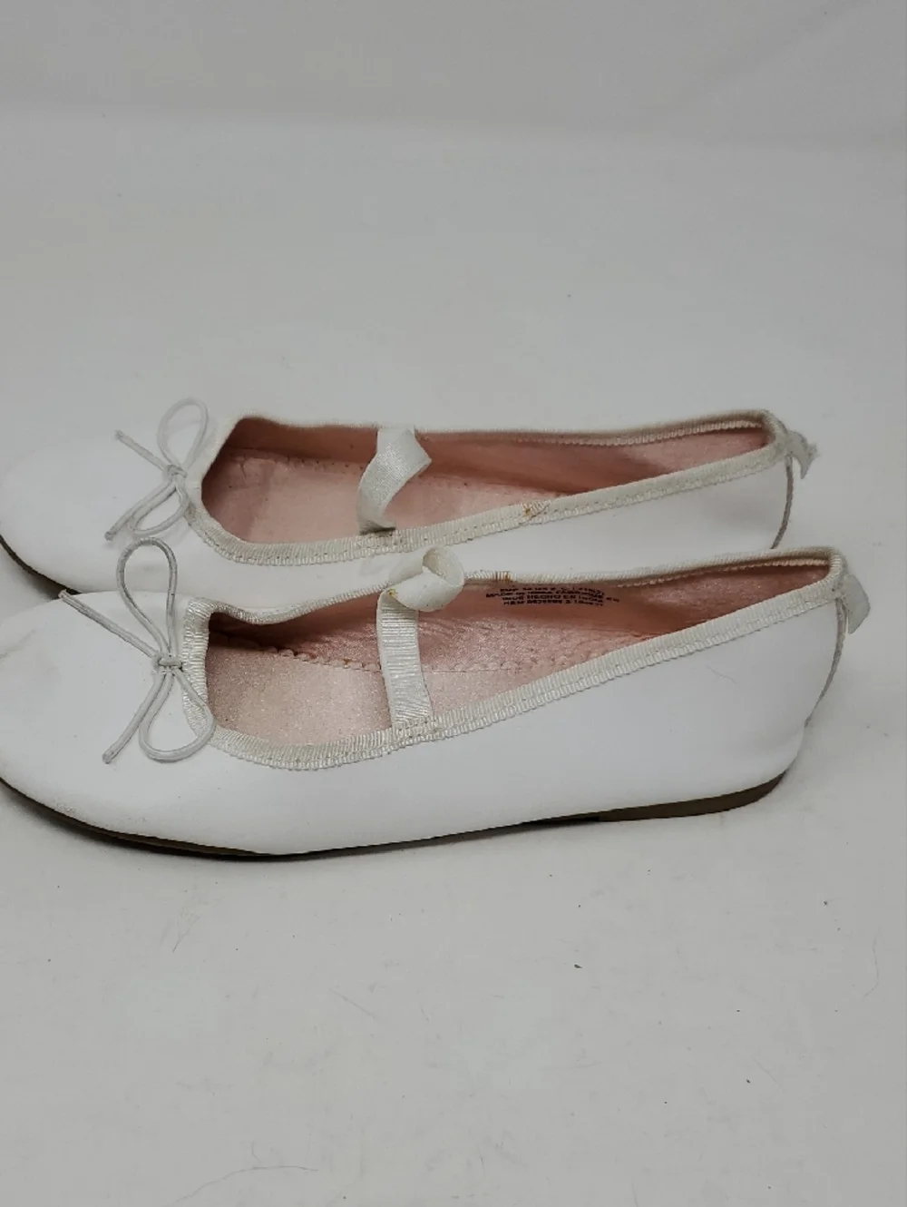 White Ballet Flats with Bow SIZE 2